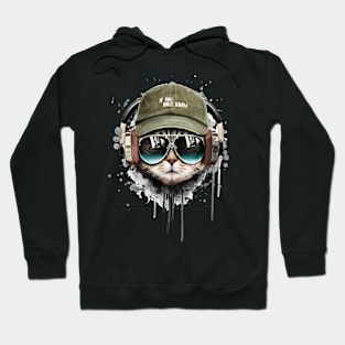 cat listens to music Hoodie